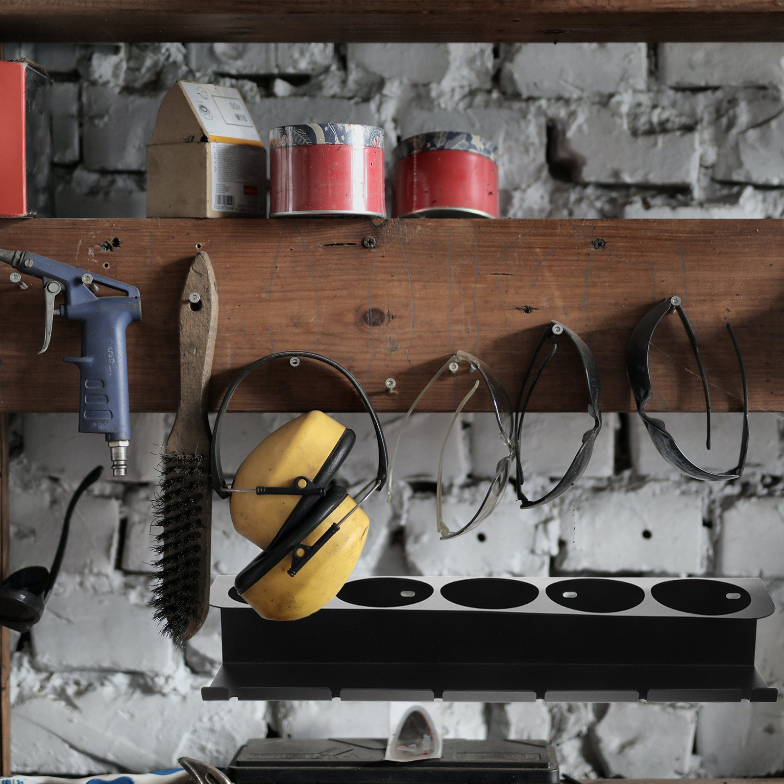 Workshop Tools Box - กล่องเก็บอุปกรณ์เครื่องมือไฟฟ้าแบบติดผนัง 1 ชุด ชั้นวางโลหะสำหรับจัดเก็บในโรงงาน/โรงรถ