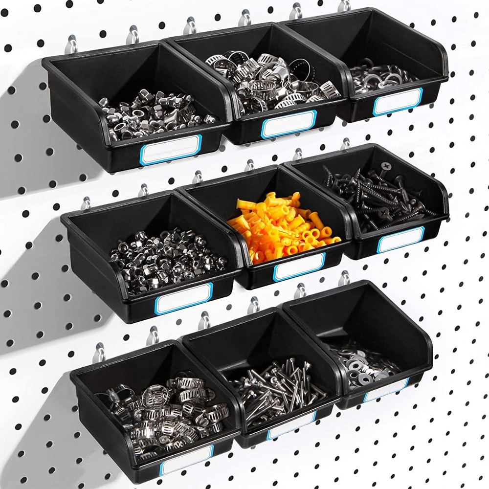 Workshop Tools Box - 1/6 ชุด Pegboard ถังตะขอและป้ายตะขอสําหรับ Pegboard กล่องสําหรับ