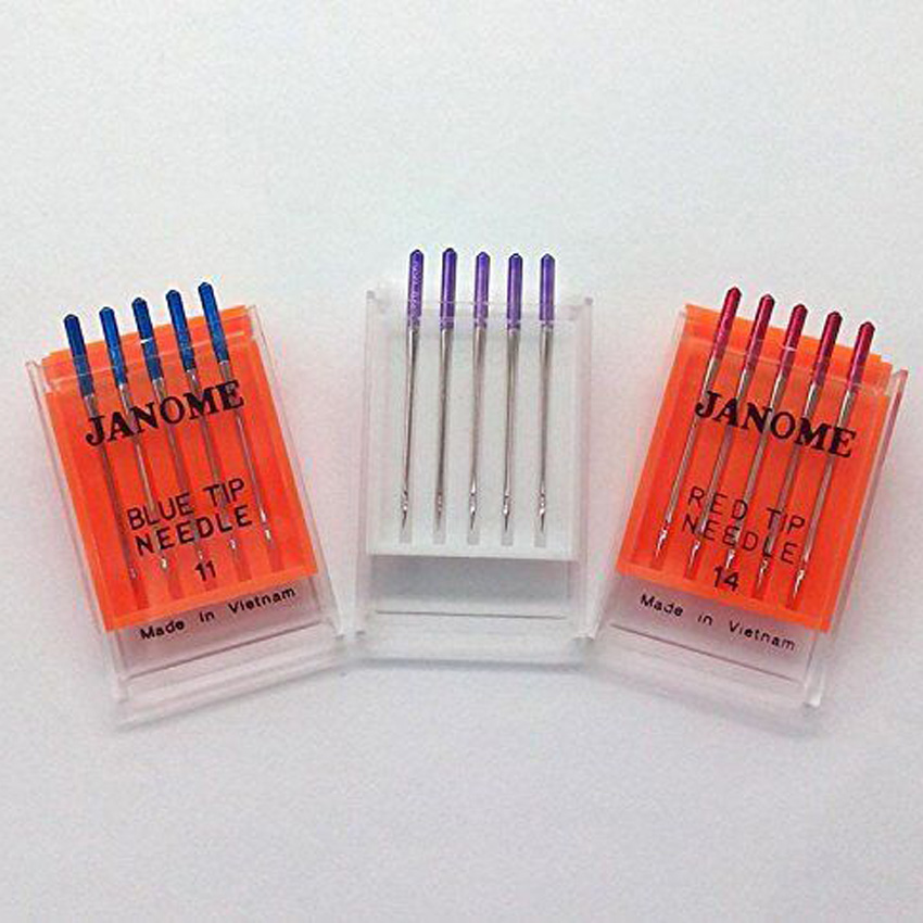 Mechanical Workshop Tools And Equipment - Janomeจักรเย็บผ้าสีฟ้าปลายเข็มขนาด 11 สีม่วงเคล็ดลับเข็ม 14 ปลายสีแดง 14