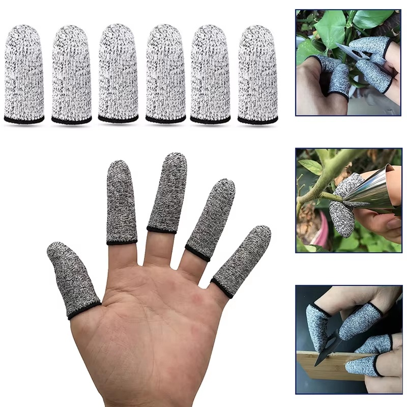 Workshop Cutting Tools - ถุงมือป้องกันการบาดระดับสูง 5 ระดับ 5 คู่ พร้อมปลอกนิ้วและปลอกนิ้วโป้ง