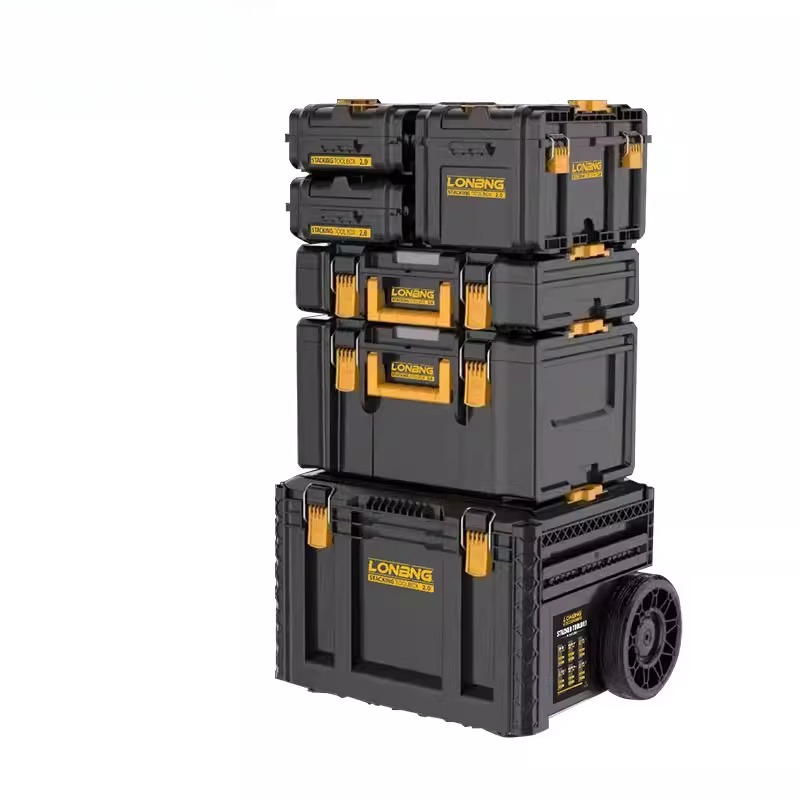 Workshop Garage Tools Manufacturer - กล่องเครื่องมือแบบซ้อนได้ แข็งแรง ทนทาน พร้อมกุญแจล็อค กล่องเก็บเครื่องมือโลหะแบบพกพา สำหรับจัดเก็บในโรงรถ