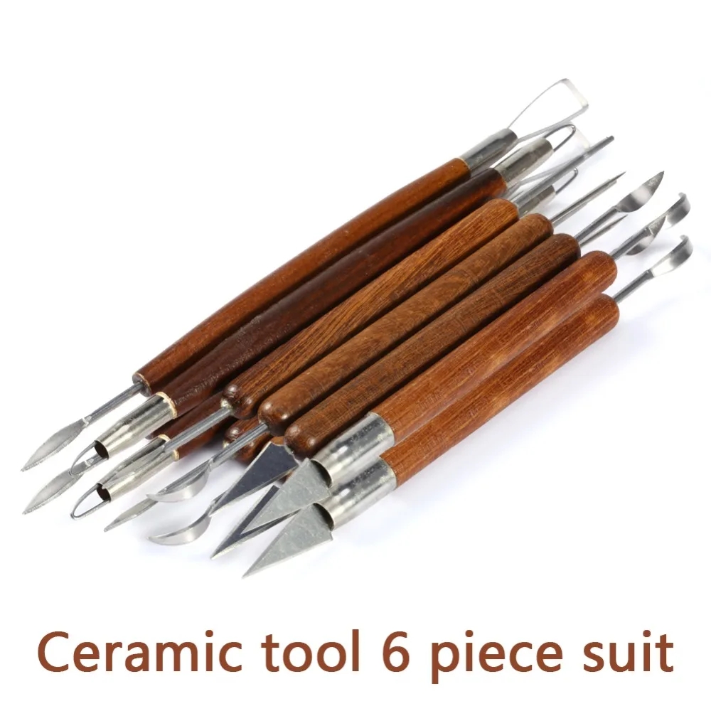 Chisel Set Wood - 6PCS Sculpting เครื่องมือเครื่องปั้นดินเผาไม้ชุดจับขี้ผึ้งแกะสลัก Sculpt Smoothing Polymer