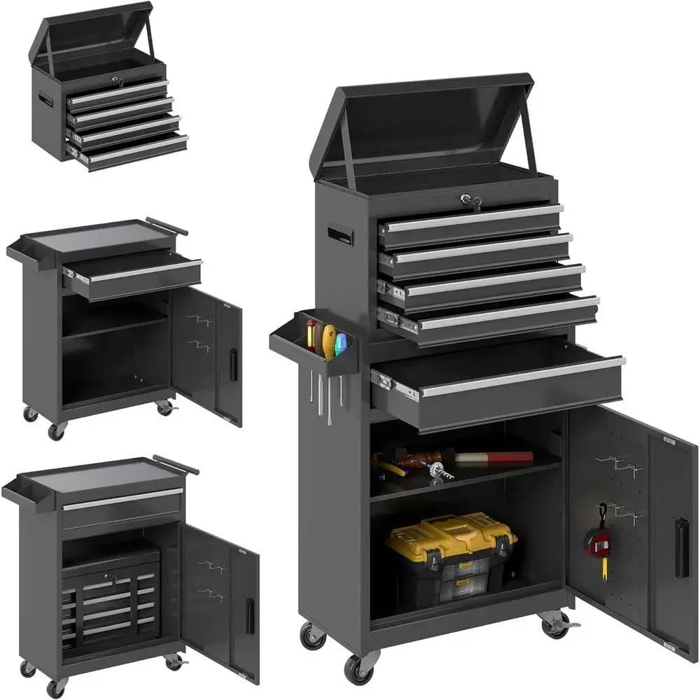 Workshop Tools Box - ตู้เก็บเครื่องมือแบบมีล้อเลื่อน 5 ลิ้นชัก พร้อมล้อล็อคได้ กล่องเก็บของแบบถอดได้สำหรับโรงงานและโรงรถ