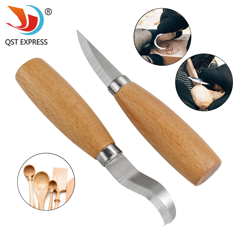 Chisel Set Wood - มีดแกะสลักเหล็กสแตนเลส ด้ามไม้บีช มีดโค้งตรง มีดตัดไม้ ชุดเครื่องมือแกะสลักงานไม้