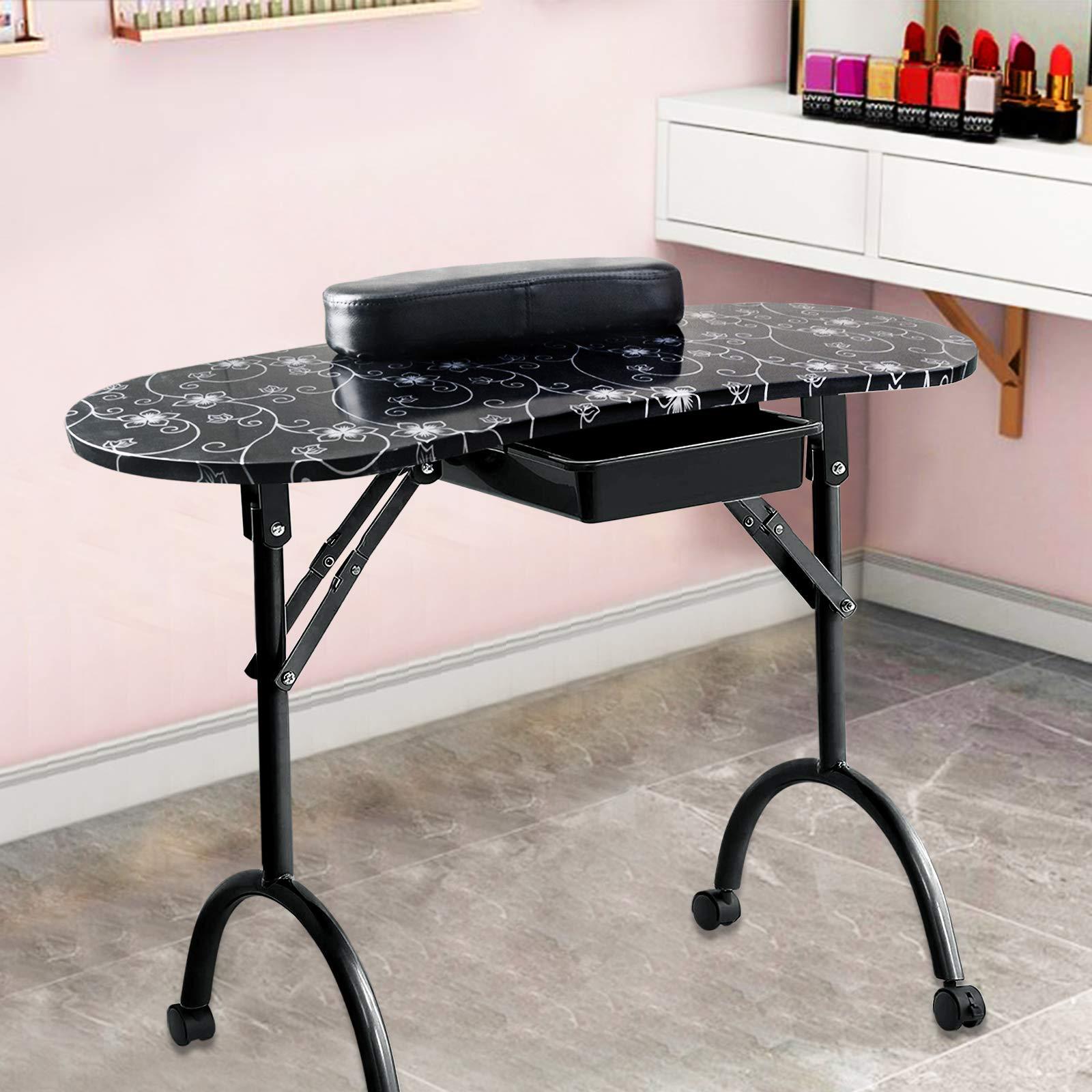 Workbench Portable Fold - โต๊ะทำเล็บลายสวยทันสมัย โต๊ะทำงานทำเล็บแบบเรียบง่าย โต๊ะพับอเนกประสงค์แบบพกพาสำหรับร้านเสริมสวย ขายตรงจากโรงงาน