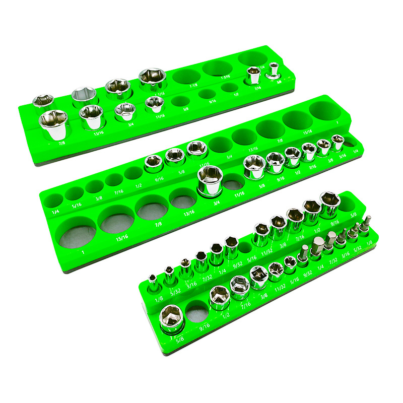 Workshop Tools Box - ถาดจัดระเบียบซ็อกเก็ตพร้อมรางแม่เหล็กสำหรับจัดเก็บเครื่องมือ ใช้ได้กับขนาดเมตริกและอิมพีเรียล เหมาะสำหรับกล่องเครื่องมือ โรงรถ และการจัดการเครื่องมือช่าง