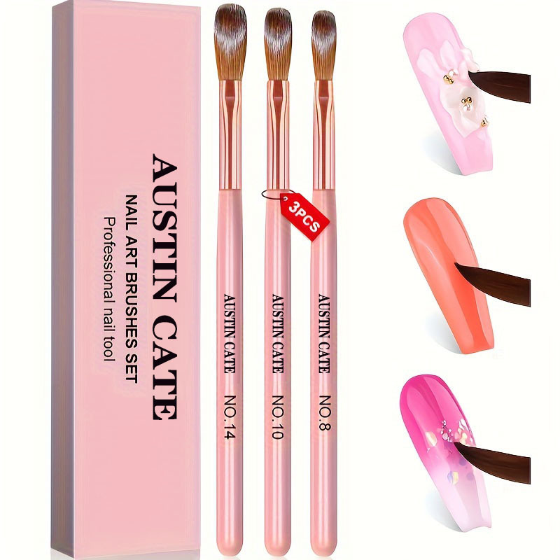 Chisel Set Wood - 3pcs Kolinsky ชุดแปรงเล็บอะคริลิคขนาด 8/10/14 สําหรับอะคริลิคแปรงเล็บ Art