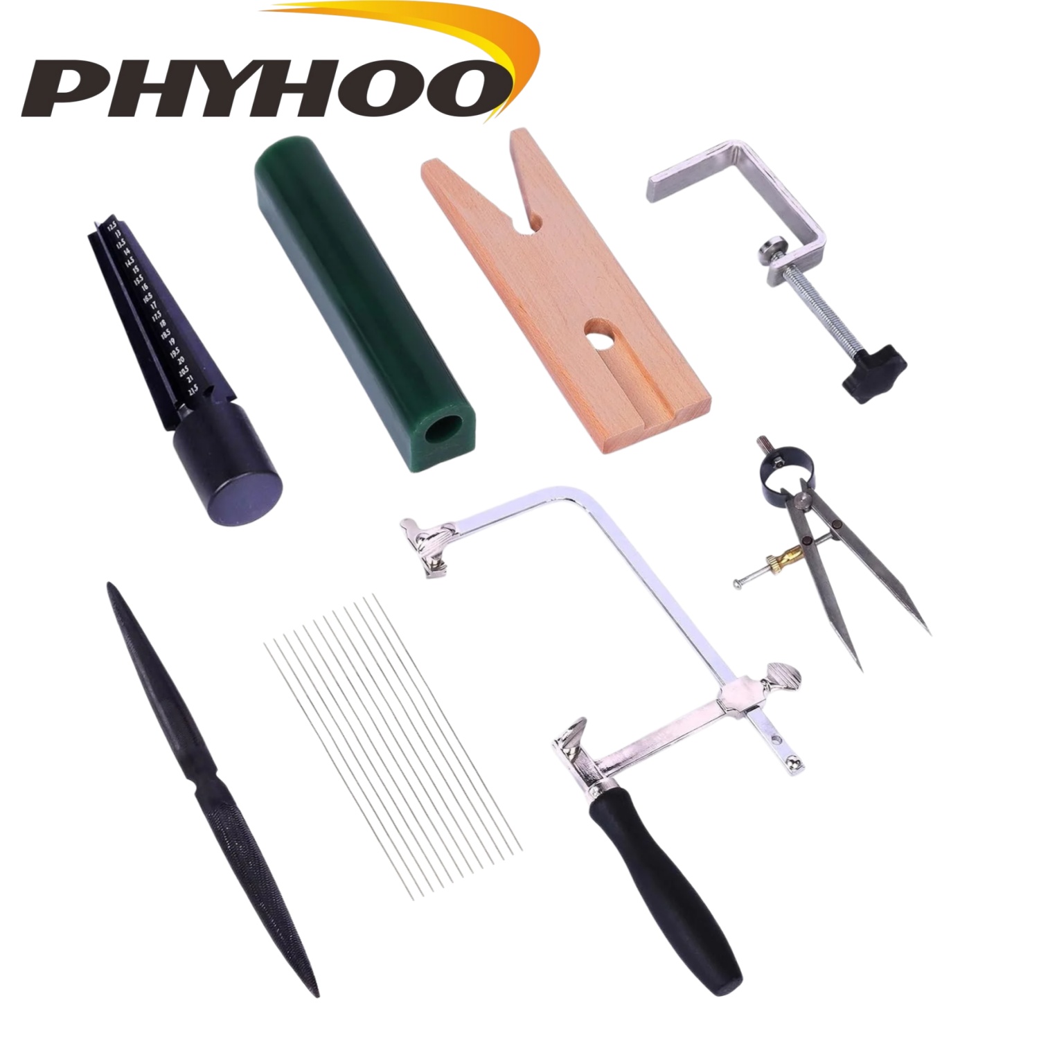 Chisel Set Wood - ชุดอุปกรณ์ทำแหวนขี้ผึ้งครบชุด PHYHOO พร้อมเครื่องมือแกะสลัก แม่พิมพ์หลอด ใบเลื่อยวงแหวน เครื่องวัดขนาด