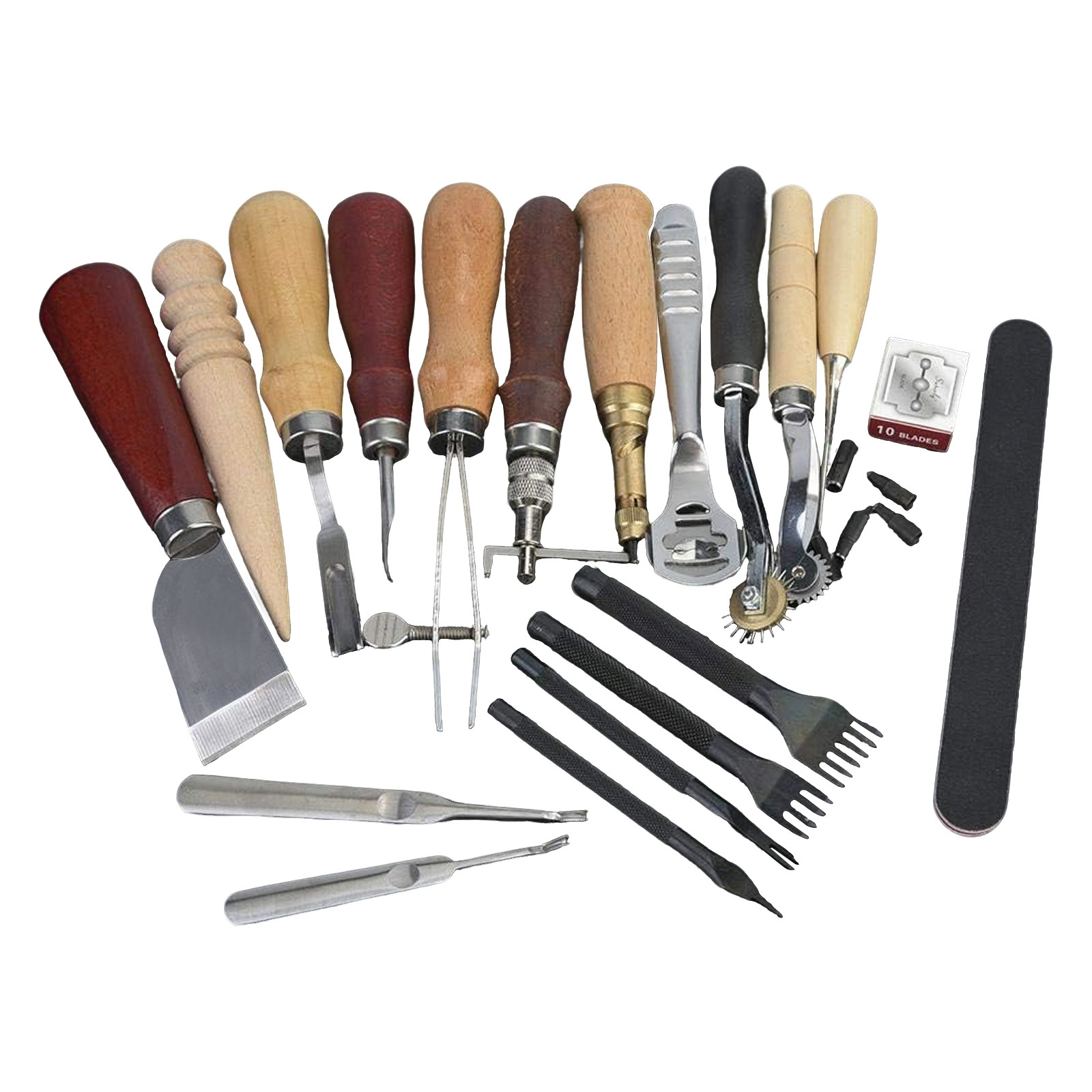 Workshop Cutting Tools - ชุดเครื่องมือหนัง 19 ชิ้น ชุดงานฝีมือหนังสำหรับเย็บ ตัด เจาะ
