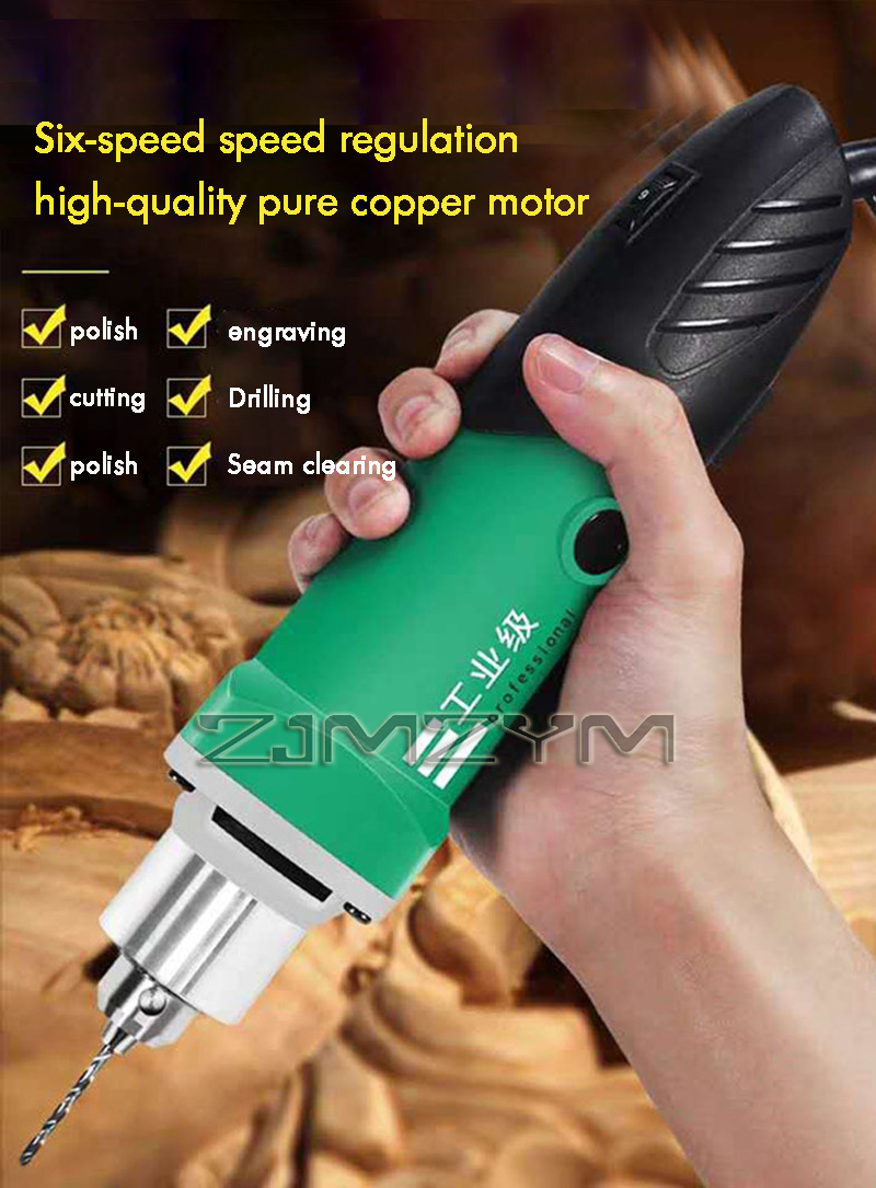 Workshop Tools For Carpentry - เครื่องแกะสลักไฟฟ้ากำลังสูง 6 ระดับความเร็ว พร้อมแกนยืดหยุ่น สำหรับงานแกะสลักไม้ ขัดเงา