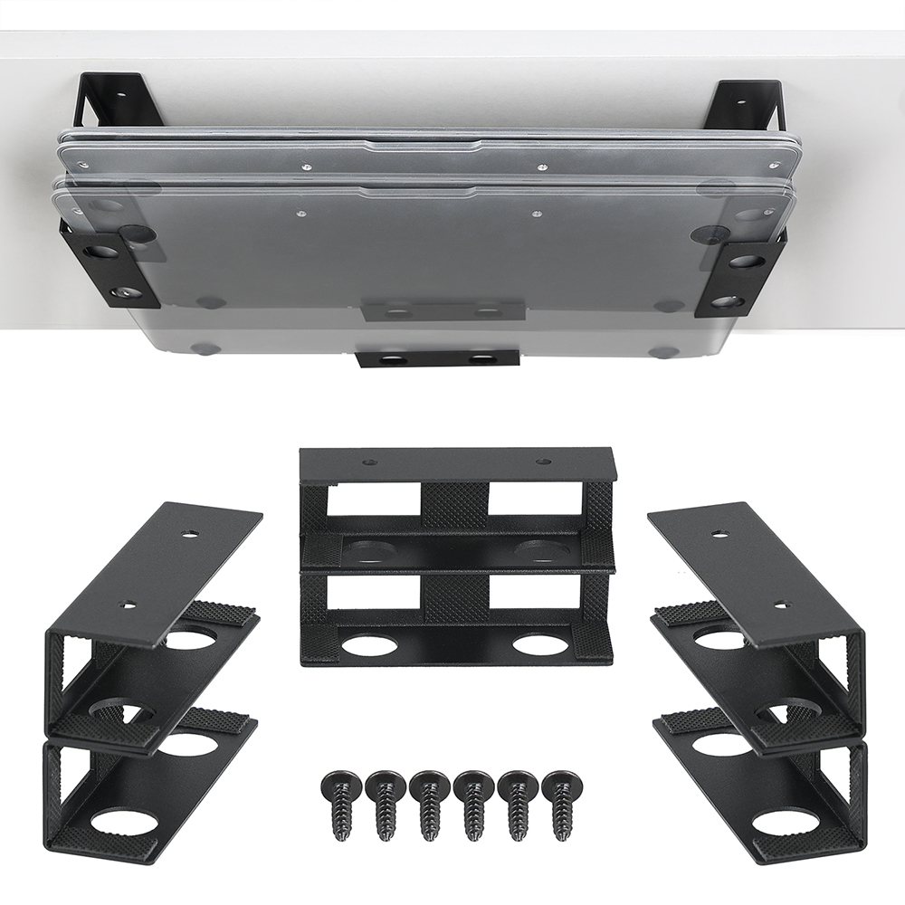 Screw Organizer Kit - ที่วางแล็ปท็อปสองชั้นใต้โต๊ะพร้อมสกรู, ขายึดแล็ปท็อปใต้โต๊ะ, ที่เก็บคีย์บอร์ด