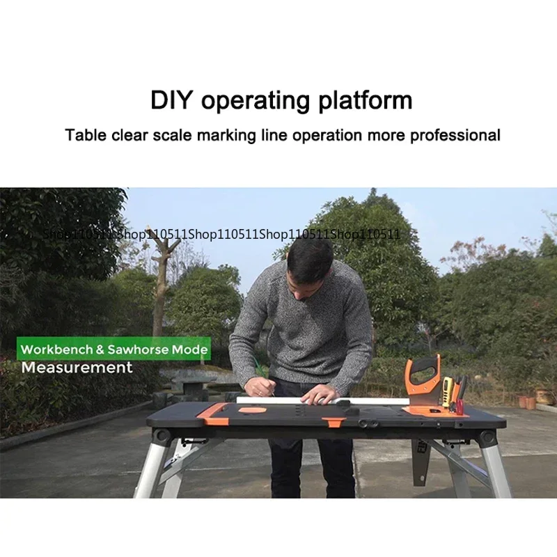 Workbench Portable Fold - โต๊ะทำงานอเนกประสงค์ 7-in-1 สำหรับงาน DIY โต๊ะช่างไม้แบบพกพา รถเข็นพับได้พร้อมล้อ