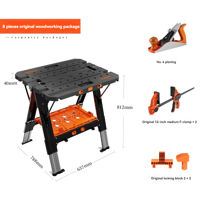 Workbench Portable Fold - โต๊ะทำงานพับได้แบบพกพาพร้อมแคลมป์ขนาด 12 นิ้ว - โต๊ะทำงานสำหรับงานไม้สำหรับใช้ในโรงรถ ร้านค้า