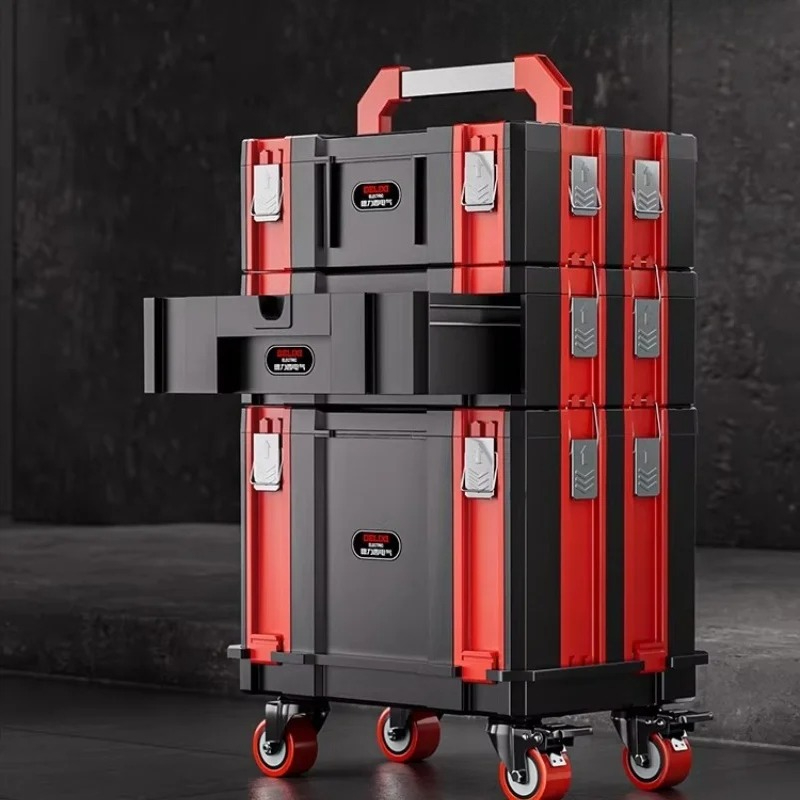 Workshop Garage Tools Manufacturer - กล่องเครื่องมือแบบโมดูลาร์ ซ้อนกันได้ แข็งแรง ทนทาน พร้อมกุญแจล็อค กล่องโลหะแบบพกพา