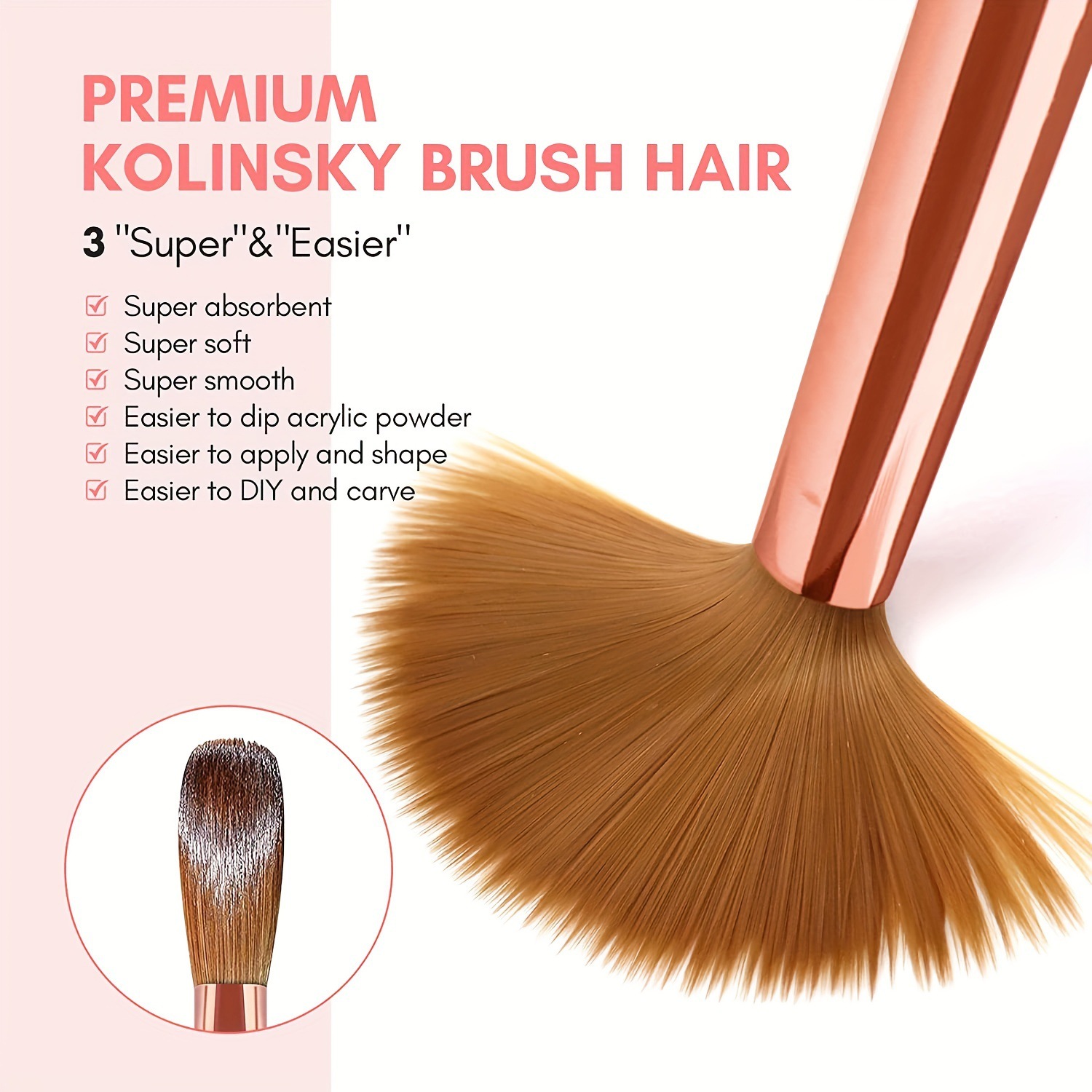 3pcs Kolinsky ชุดแปรงเล็บอะคริ - Chisel Set Wood บทวิจารณ์และราคา