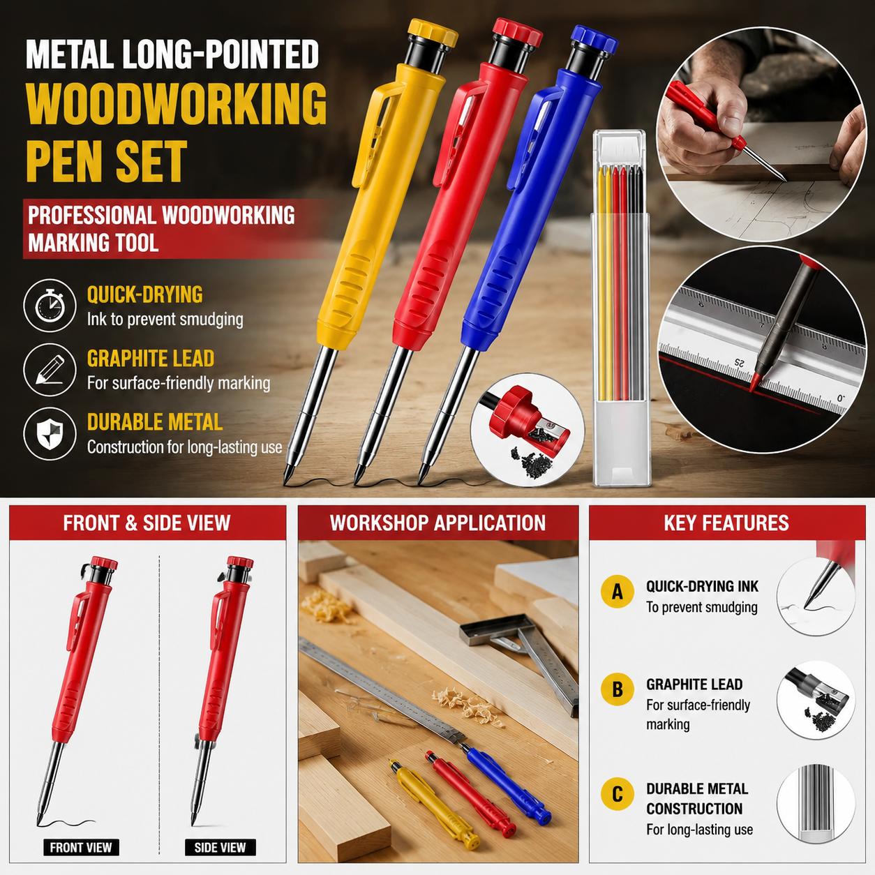 ดินสอเขียนแบบโลหะปลายแหลมความแ - Workshop Tools Engineering บทวิจารณ์และราคา