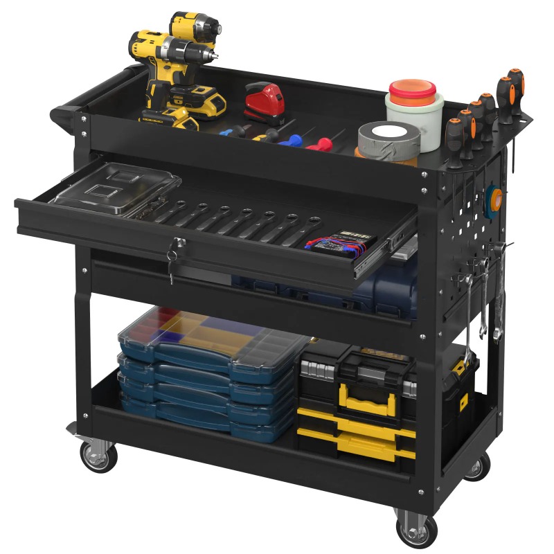 รถเข็นเครื่องมือ 3 ชั้นแบบมีล้ - Workshop Garage Tools Manufacturer บทวิจารณ์และราคา
